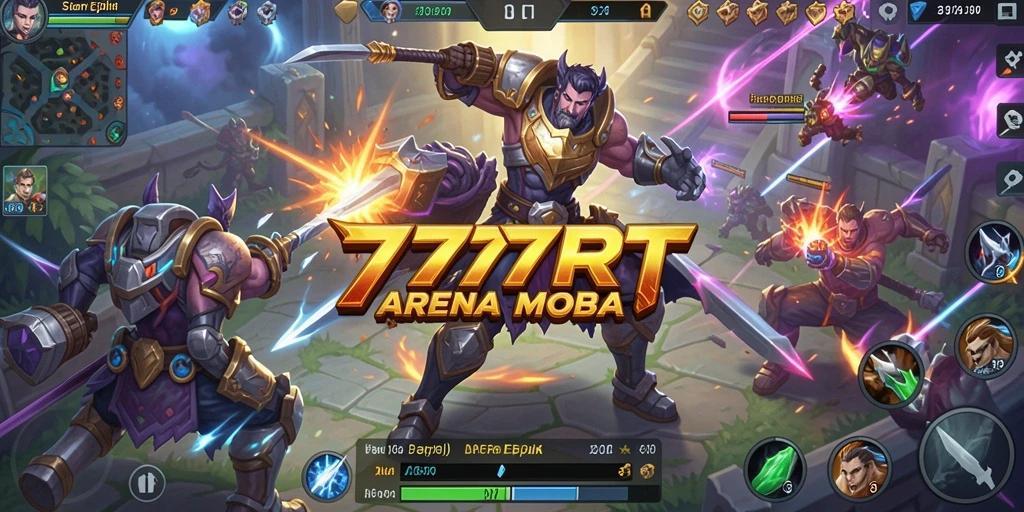 Screenshot gameplay menunjukkan aksi pertempuran mendebarkan di 777RT.