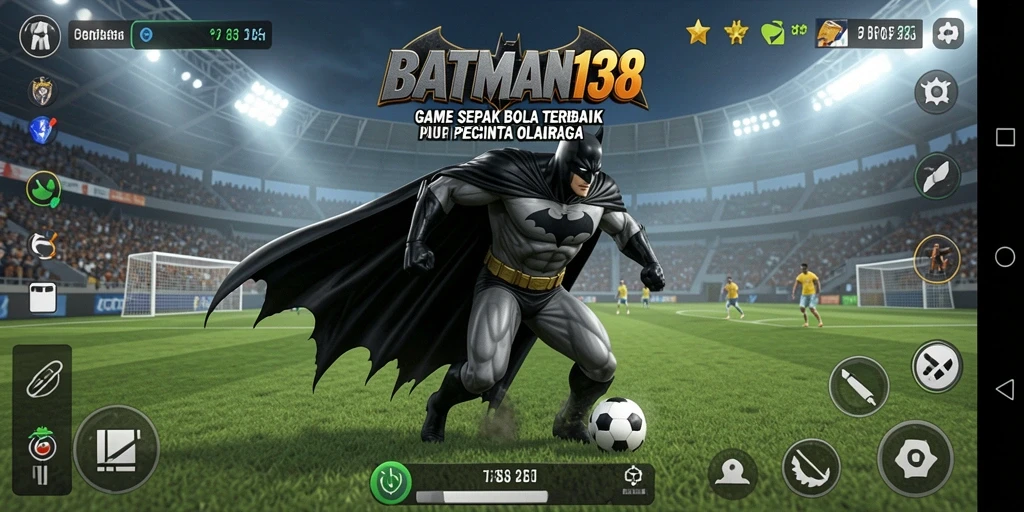 Screenshot gameplay BATMAN138 menampilkan pertandingan sepak bola yang mendebarkan.