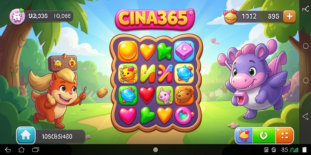 Tampilan gameplay seru CINA365 di level Match-3.