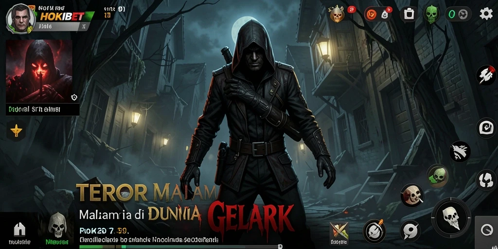 Screenshot gameplay menunjukkan suasana mencekam dalam HOKIBET.