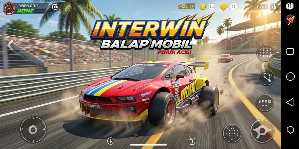 Gameplay <strong>INTERWIN</strong> yang menegangkan dalam balapan mobil.