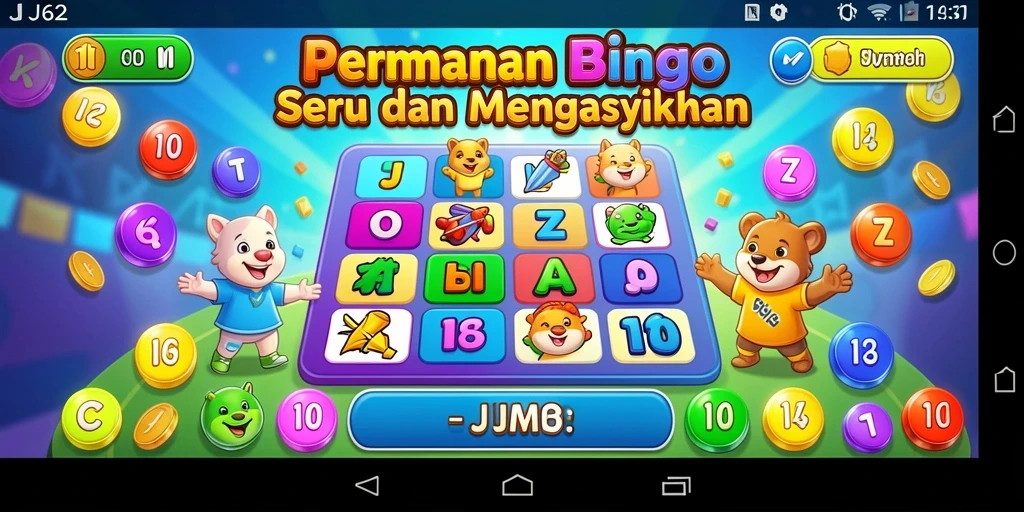 Tampilan gameplay seru dari JJ62 dengan fitur Bingo interaktif.