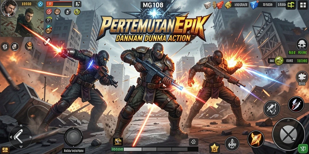Screenshot gameplay aksi seru dalam MG108.