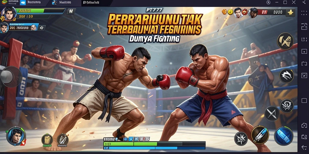 Screenshot utama PT777 menampilkan aksi pertarungan yang mendebarkan.