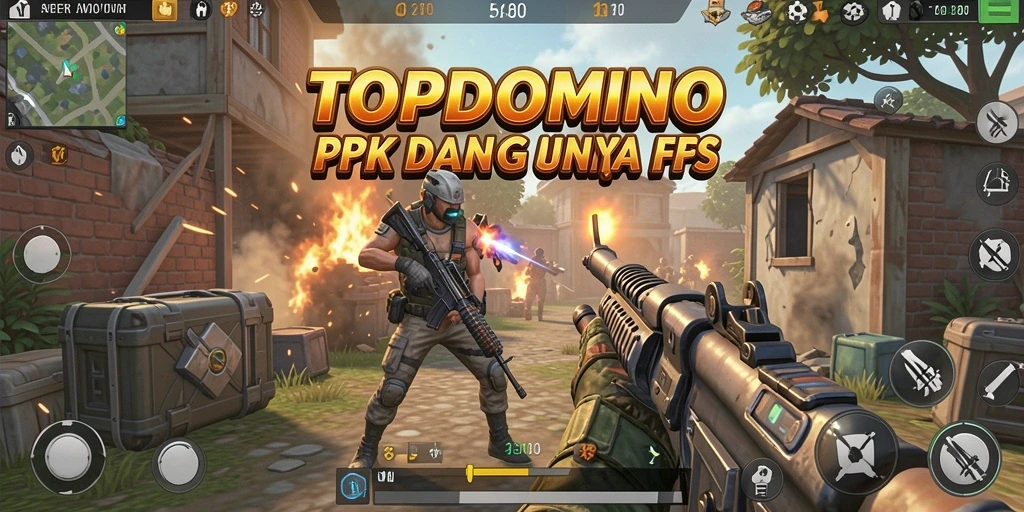 Tangkapan layar gameplay TOPDOMINO menampilkan adu tembak yang seru.